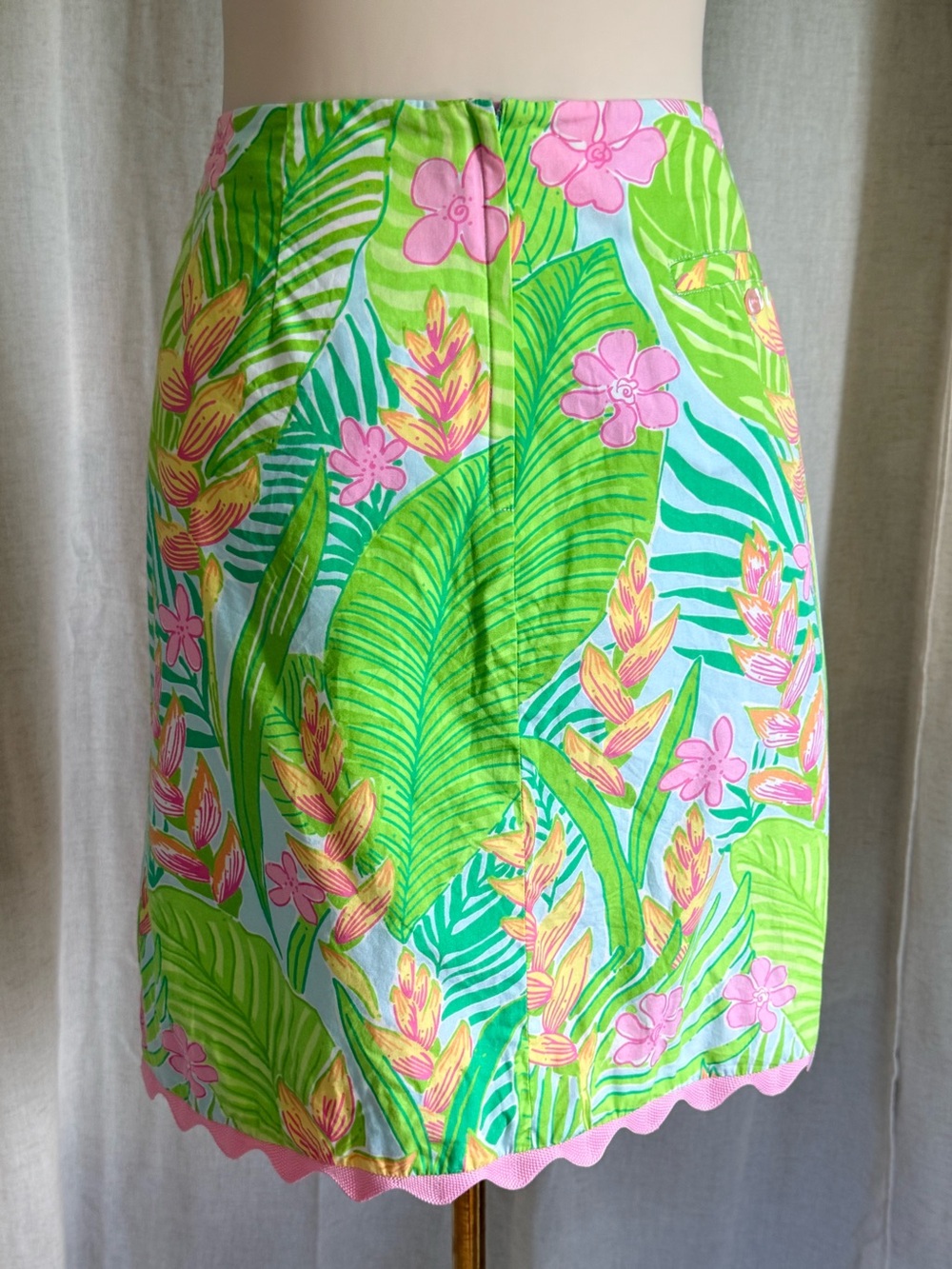 Lilly Pulitzer Tropical Floral Scallop Hem Skort Size 14 Pink Green Resort Golf - Picture 2 of 5